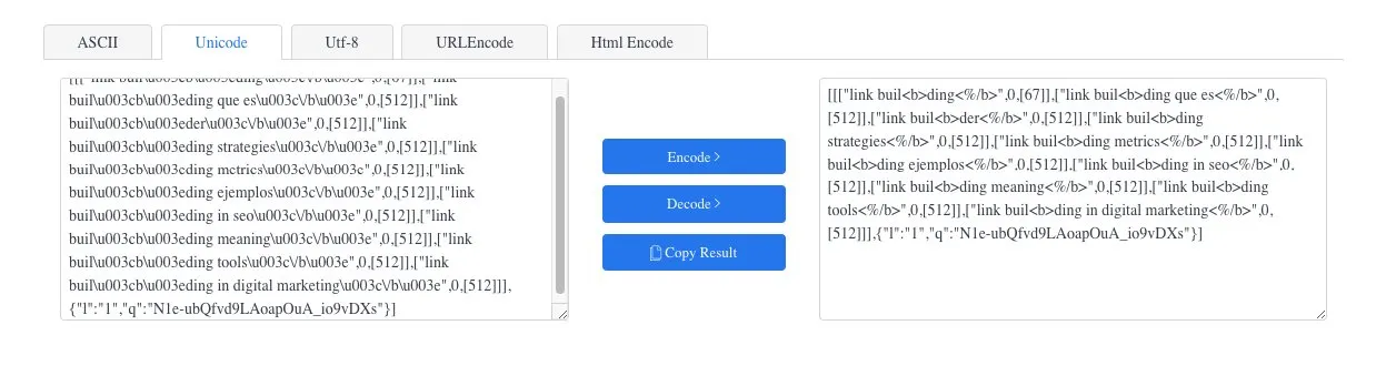 Respuesta Unicode decodificada en texto legible